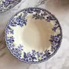 Plato para Bistec de Cerámica Azul y Blanco con Esmalte Interior Estilo Occidental Original Británico Jbs, Plato de Cena, Bol para Postre para Uso Doméstico