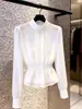 Nueva Camisa Blanca de Manga Larga con Diseño Francés para Mujer Verano 2026, Corte Entallado, Elegante Top de Moda para Mujer Tallas Grandes
