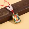 Novo Pingente de Buda Thangka Colar de Vidro Amuleto com Textos Budistas, Joia Retrô Estilo Étnico, Direto da Fábrica