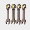 Llave de trinquete fija de níquel negro con mango corto, mini llave de ciruela abierta de doble propósito, llave de hardware de reparación de automóviles de dos vías que ahorra trabajo