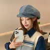 Gorra Octagonal Rayada Estilo Coreano, Gorra de Repartidor Tridimensional, Boina Artística Versátil para Primavera y Verano, Gorra de Pico Estilo Nuevo