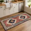 Felpudo de cocina de estilo étnico transfronterizo, impermeable, resistente al aceite y antideslizante, plegable, alfombra de tira larga de cachemira sintética para entrada o pasillo