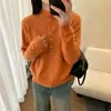 Cárdigan de punto con cuello semi-alto de estilo suave para mujer, nuevo abrigo suéter estilo coreano Otoño e Invierno 2026, top suave y acogedor de alta gama