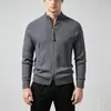 Suéter de alta calidad para hombre para otoño e invierno con doble cremallera, tejido vintage, color liso, chaqueta de punto casual versátil