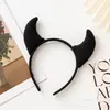 Diadema de Cuernos de Diablo para Halloween para Niños y Adultos, Tocado de Payaso para Fiesta Navideña, Diadema Roja de Cuernos con Lentejuelas y Plumas