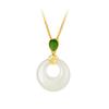 Collar con botón de la paz de jade hetiano natural de la fortuna en plata esterlina S925 para mujer, tamaño pequeño, regalo para el Día de la Madre.