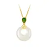 Collar de Plata de Ley S925 Hebilla de Seguridad Fu Yi Regalo del Día de la Madre para Mamá Cadena para Clavícula Práctica de Jade Hetian Crisoprasa