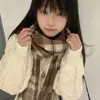Bufanda a Cuadros Atmosférica JK para Mujer, Otoño e Invierno Engrosada Cálida Versátil Estilo Coreano Estudiante Subcultura Calentador de Cuello para Pareja
