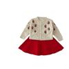 Nuevo Vestido de Suéter para Niñas Otoño e Invierno 2024 Set de Dos Piezas Tejido Bordado con una Flor Manga Larga Cuello Redondo para Bebé