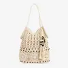 Nova bolsa feminina de crochê em fio de algodão, estilo casual, de ombro único, com design vazado, grande capacidade, perfeita para férias e a praia, uma bolsa versátil