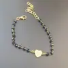 Pulsera Doble Cadena Cruz Colgante Transfronteriza Cadena de Cuentas Personalizada Cadena Negra con Cruz de Corte Corazón Pulsera para Mujer Joyería