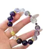 Pulseira de Cristal Branco Natural Qiaoen Pulseira de Cristal Torre Roxa Ametista Natural Pulseira Feminina de Nicho Contas de Transferência Exquisite e de Alto Padrão