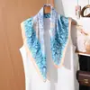 Lenço Quadrado Elegante Floral 70cm para Mulheres, Lenço de Seda Suave e Gracioso, Novo Lenço Decorativo Versátil de Primavera e Verão, Lenço de Pescoço para Mulheres