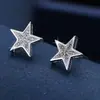 Versión coreana de pendientes pequeños de estrella de cinco puntas, retro, diamante, metal, joyería nicho, pendientes de temperamento y personalidad para mujer, en stock