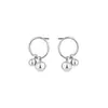 Aretes de Círculo con Cuentas Redondas de Plata Esterlina s925 para Mujer, Simples, de Moda, Elegantes, Pequeños, Elegantes, con Sentido del Diseño al Estilo de Hong Kong