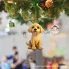 Amazon nova árvore de Natal cachorro fofo pingente decoração de Natal acrílico plano pingente decoração de casa