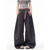 Pantalones Casuales de Pierna Ancha de Gama Alta Estilo Retro Americano para Mujer, Verano Holgados de Cintura Alta Adelgazantes Versátiles de Pierna Recta de Pierna Ancha