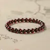 Pulsera de Granate Natural, Completamente Limpia, Grado Coleccionable, Fantasma Rojo, Pulsera Exquisita para Hombres y Mujeres, Joyería Apilable de Círculo Único al por Mayor