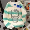 Nueva Camiseta de Manga Larga Tie-Dye con Estampado Lindo de Hello Kitty para Mujer Estilo Americano Perezoso Algodón Puro Otoño Versátil Personalizado