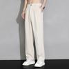 Pantalones de seda de hielo personalizados para hombre en verano, pantalones casuales holgados, rectos, de pierna ancha y finos, pantalones de traje drapeados a la moda.