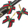 Decoraciones de lazo de campana de Navidad Colgante de regalo de Navidad Embalaje Cinta de tela roja y verde Accesorios para árbol de Navidad