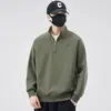 Sudadera de Alto Nivel con Media Cremallera para Hombre en Primavera, Otoño e Invierno 2024 Nueva Holgada de Moda Marca Jersey Cuello Alto Camiseta Base Superior