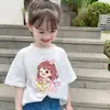 Camiseta de Manga Curta para Meninas Algodão Puro Roupa Infantil Roupa de Verão 2026 Nova Roupa Infantil de Verão Menininha Camisa de Manga Meia-Manga Top