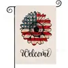 Popular Bandera de Jardín del Día de la Independencia de Amazon Perro Estrella Estampado Material de Lino Bandera Decorativa Americana para Exteriores