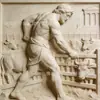 Relieve de Personaje Personalizado en Muro Pantalla de Villa Estilo Clásico Europeo, Fabricante Productor e Instalador de Fuente de Arenisca Artificial