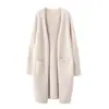Otoño e Invierno 2021 Nueva Ropa de Punto para Mujer Abrigo Largo Elegante Color Sólido Chal Exterior Cárdigan de Punto Tendencia para Mujer