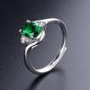 Deseo transfronterizo Anillo Abierto con Gema de Turmalina Roja Natural Sangre de Paloma Esmeralda Incrustada con Anillo de Diamantes
