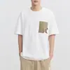 Camiseta de Verão Manga Curta Transfronteiriça Estilo Hong Kong Masculina Algodão Puro Marca Tendência Ins Versátil Camiseta Manga Curta Top Casual Solto Roupa Masculina