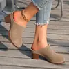 Zapatillas de cuña para mujer de gran tamaño para comercio exterior transfronterizo europeo y americano, novedad de otoño 2026, zuecos cerrados de tacón grueso con suela gruesa