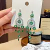 Pendientes de Zirconia Coloridos Inspirados en el Diseño para Mujer, Elegantes Pendientes Largos con Borla Floral, Accesorios Versátiles para las Orejas, Estilo Vacacional