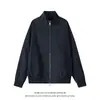 Chaqueta estilo americano minimalista con cuello mao, corte holgado para hombre, prenda exterior de manga raglán, top corto casual, suministro al por mayor