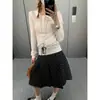 Mocci Outono Novo Estilo Gola Polo Suave Crochê Vazado Emagrecedor Malha Base Camisa MQ1640
