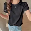 Camiseta de Algodón Delicado con Copos de Nieve y Tacto Fresco para Mujer, Camiseta Base Fina y Transpirable, Estilo Veraniego, Suave y Reconfortante, Hombros Normales, Mangas Cortas