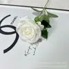 Flor de Rosa de Tela de Cabeza Única para Decoración del Hogar, Decoración Suave para Salón de Bodas, Arreglo Floral, Flor de Seda, Flor Artificial de Rosa de Comercio Transfronterizo