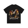 Camiseta de manga corta con estampado de perro malvado de la marca de moda callejera de hip hop estadounidense, top desgastado y desgastado para hombres y mujeres de la calle principal