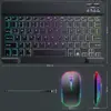 Teclado Bluetooth Retroiluminado Adecuado para iPad, Teléfonos Móviles, Tablets, Teclado y Ratón Inalámbricos Luminosos de Siete Colores