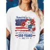Código Europeu Transfronteiriço Camiseta Floral do 250º Aniversário da Independência Americana E-commerce Transfronteiriço Patriótico Feminino