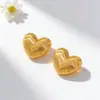 Pendientes de Corazón con Textura Trenzada Hueca en Forma de Arco Estilo Europeo y Americano Personalidad para Mujer, Pendientes Sencillos de Moda de Cobre