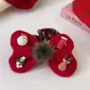 Goma para el pelo con lazo de pompón navideño, de alta gama, a la moda, versátil, con un diseño único, accesorio para el pelo de nicho