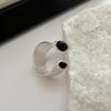 Anillo de Plata Esterlina S925 Estilo Coreano Nicho Sentido del Diseño Mate Retro Ónix Negro Anillo Simple Estilo Coreano Estilo Coreano