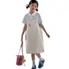 Conjunto Estudiantil de Niña Vestido de Verano Falda con Tirantes para Niños Estilo Academia Versión Coreana Vestido para Niños Conjunto de Dos Piezas para Niños Mayores