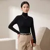 Suéter de Lana de Nuevo Estilo Otoño e Invierno con Cuello Medio Alto para Mujer Suéter de Punto Canalé Adelgazante sin Costuras para Superponer Capa Interior Capa Base