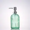 Botella de Lavado de Manos de Rayas Verticales de Alta Calidad, Vidrio Espeso, Botella Dispensadora Multifuncional para Loción y Gel de Ducha, Botella de Vidrio Resistente a la Humedad y al Calor