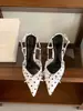 Chuyuji 2026 Primavera/Verano Nuevas Mules Elegantes para Mujer Estilo Francés de Alta Gama con Puntos, Punta Puntiaguda, Sin Espalda y Tacón Fino