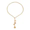 Moda Transfronteriza Europea y Americana Estilo Ins Figura Metálica Collar Largo para Mujer Cadena Cruzada Simple Collar para Clavícula