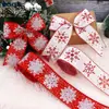 Cinta Navideña Roja de Copos de Nieve con Imitación de Tela Fina Cinta de Copos de Nieve con Polvo Brillante Guirnalda de Cinta Decoración de Lazo Grande